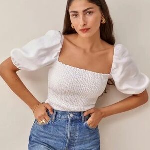 NWT Reformation Mulberry Linen Top, S